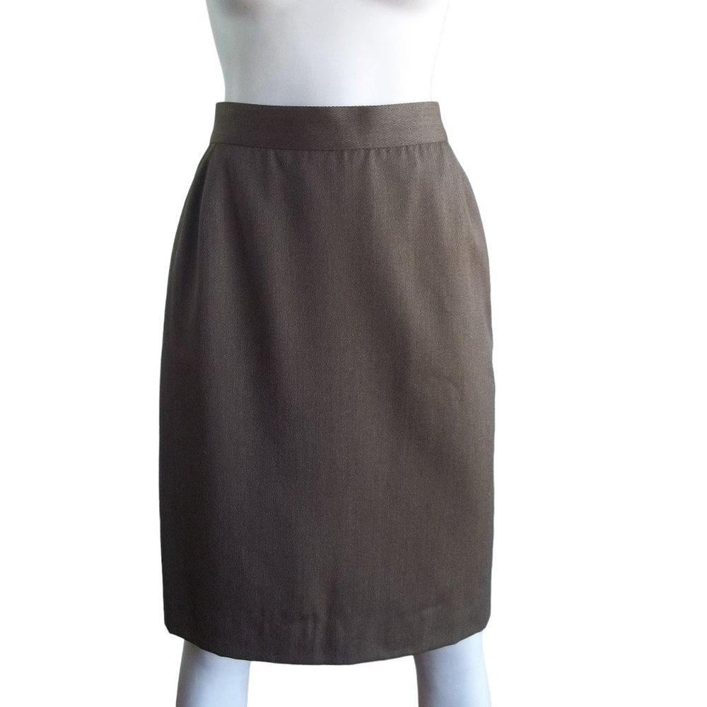 Vintage 80s GENNY Italy New Neutral Minimalist Classic Wool Pencil Skirt 12